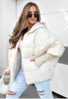 Pikowana kurtka oversize Maple Leaf beżowa