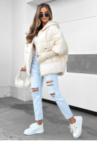 Pikowana kurtka oversize Maple Leaf beżowa