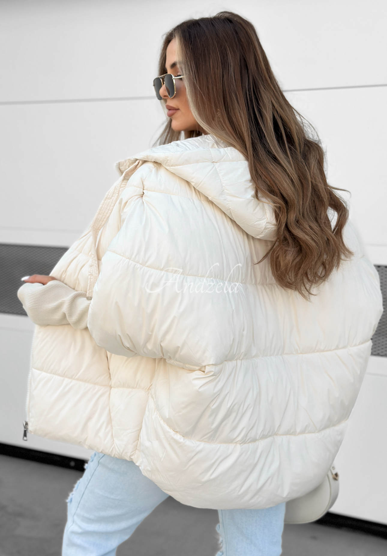 Maple Leaf ecru quilted oversize jacket