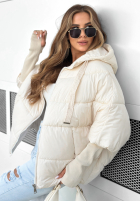 Pikowana kurtka oversize Maple Leaf beżowa