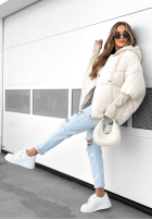 Pikowana kurtka oversize Maple Leaf beżowa