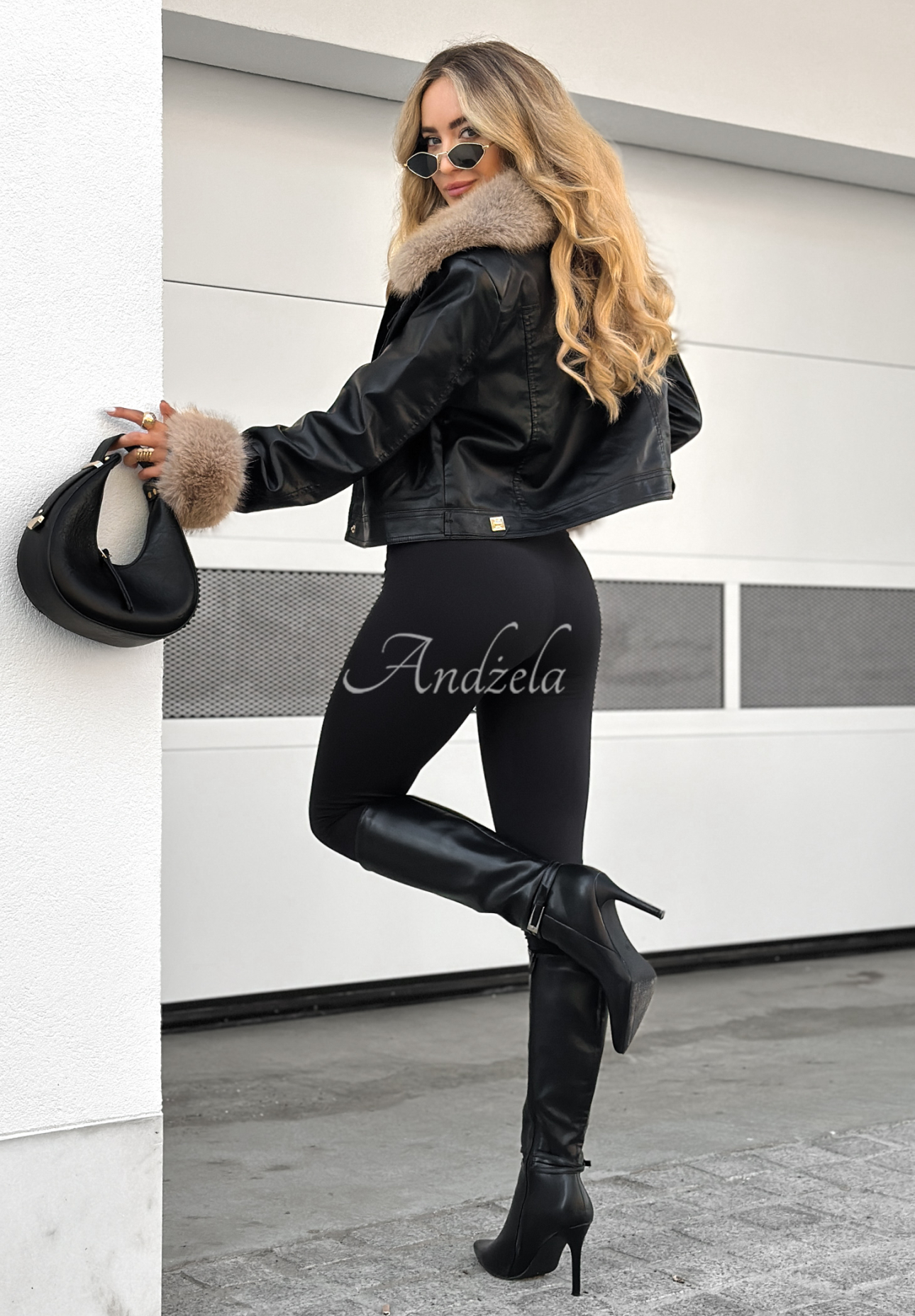 Leather jacket with fur Dare To Do black