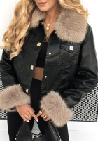 Skórzana kurtka z futerkiem Dare To Do czarna