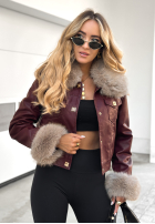 Skórzana kurtka z futerkiem Dare To Do burgundowa