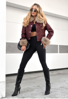 Skórzana kurtka z futerkiem Dare To Do burgundowa