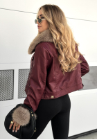 Skórzana kurtka z futerkiem Dare To Do burgundowa