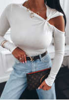 Bluzka z wycięciem Wait For It biała