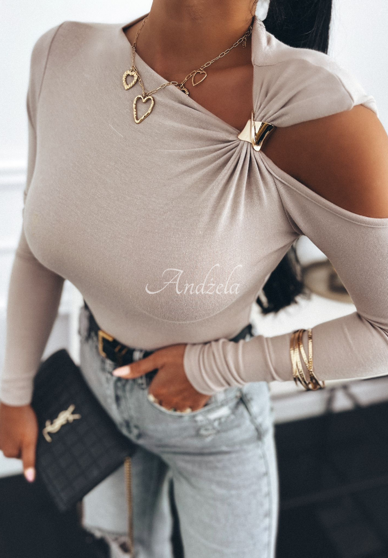 Viscose cutout blouse Wait For It beige