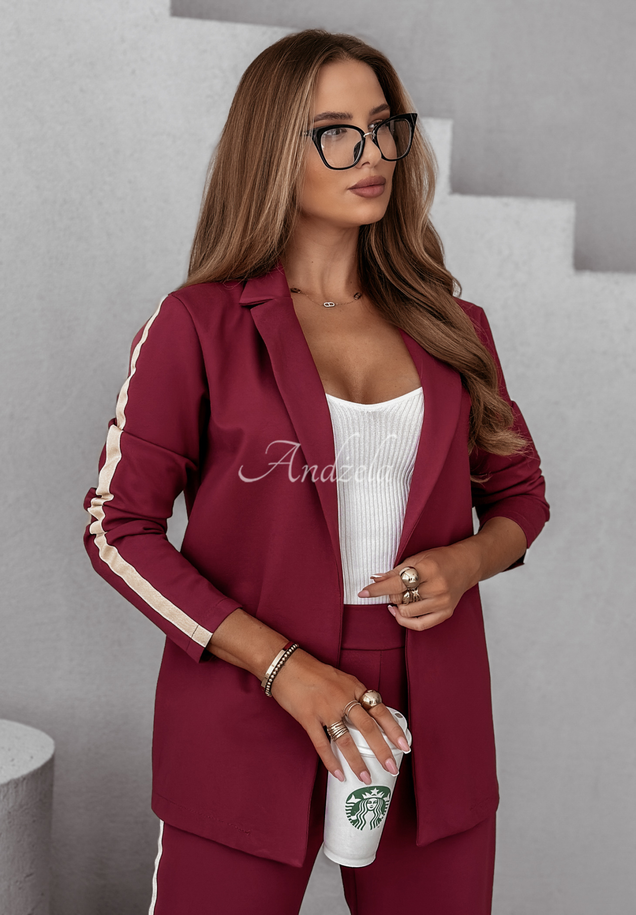 Self Respect women's sweat suit with piping burgundy