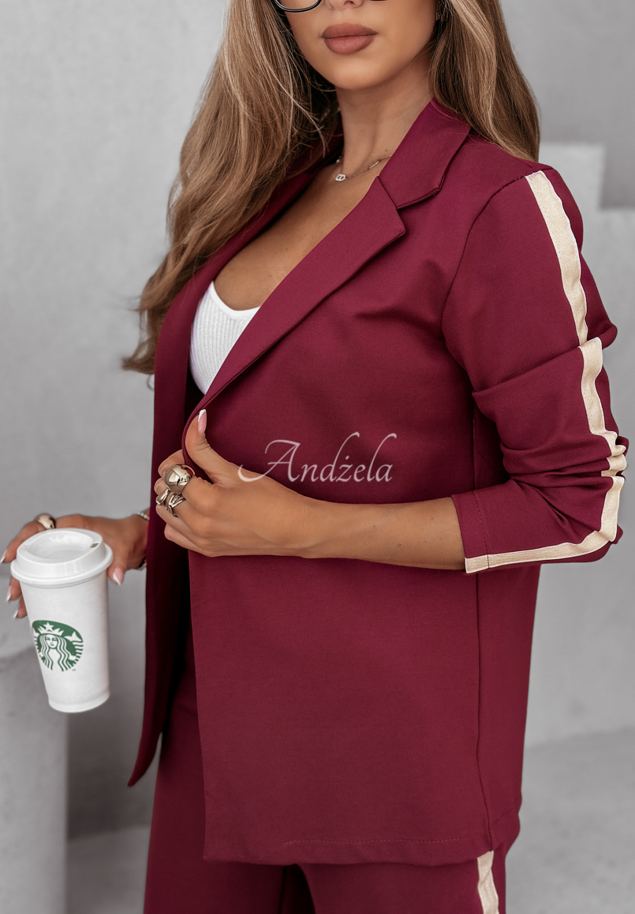 Self Respect women's sweat suit with piping burgundy