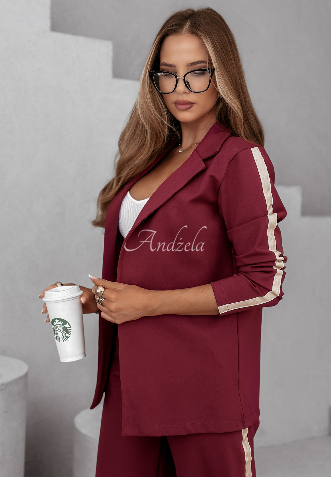 Self Respect women's sweat suit with piping burgundy