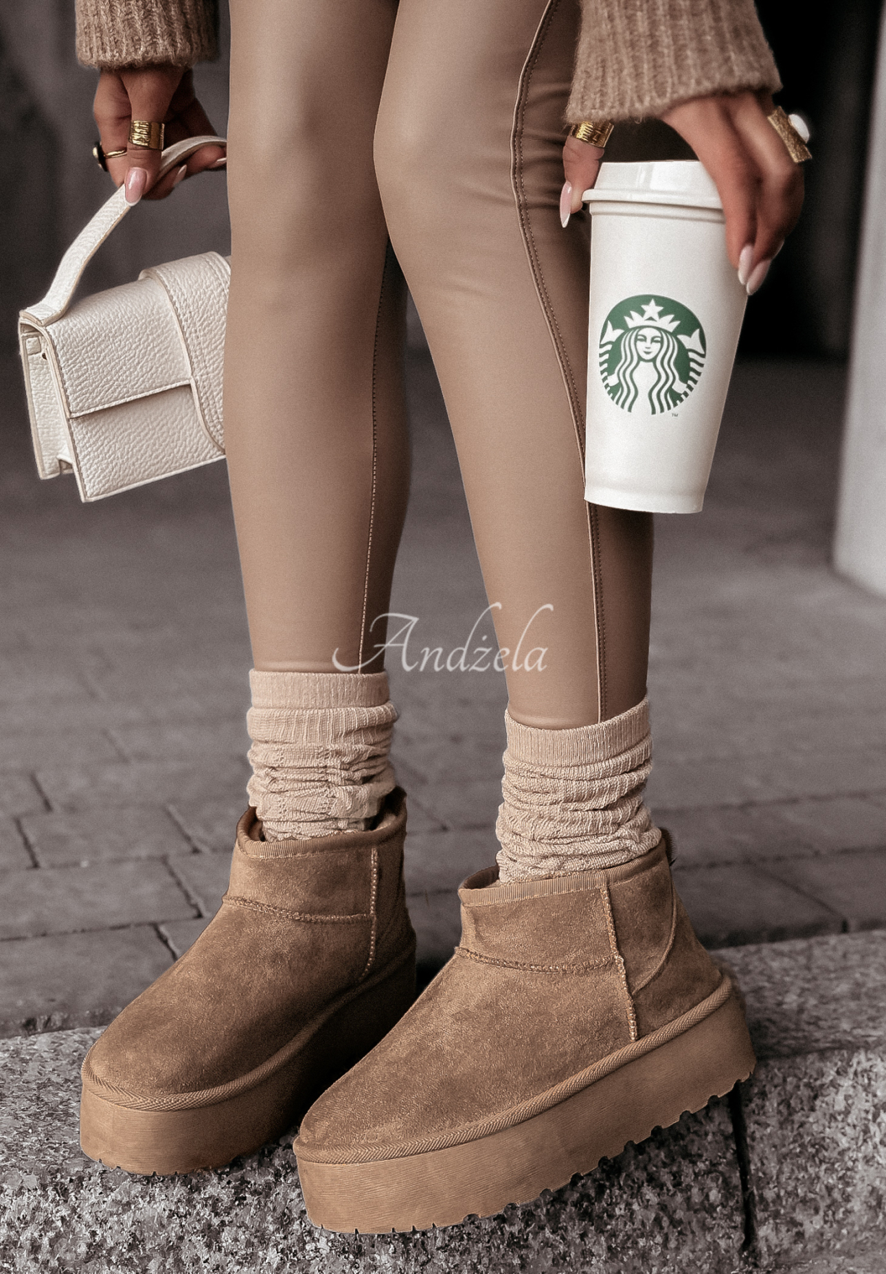 Zamszowe botki śniegowce Crunchy Snow mokka