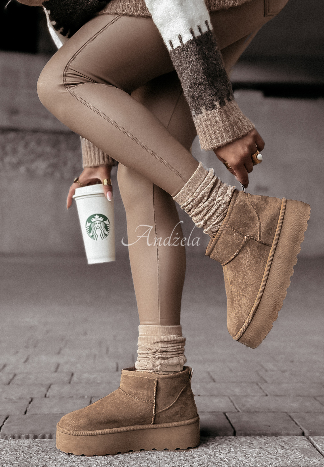 Zamszowe botki śniegowce Crunchy Snow mokka