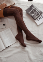 Ozdobnie plecione zakolanówki Alpine Holiday czekoladowe