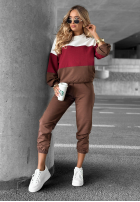 Komplet dresowy bluza i spodnie Just A Look czekoladowo-burgundowy