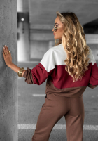 Komplet dresowy bluza i spodnie Just A Look czekoladowo-burgundowy