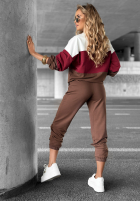 Komplet dresowy bluza i spodnie Just A Look czekoladowo-burgundowy