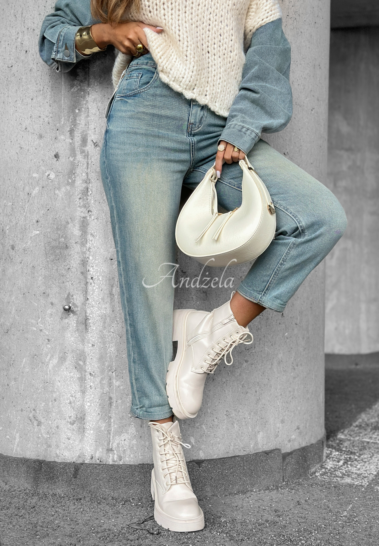 Still Thinking light blue denim mom fit pants