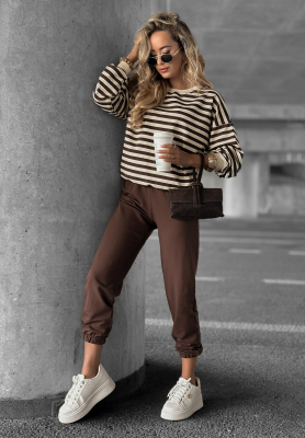 Low Battery striped sweatshirt and pants set vanilla and chocolate