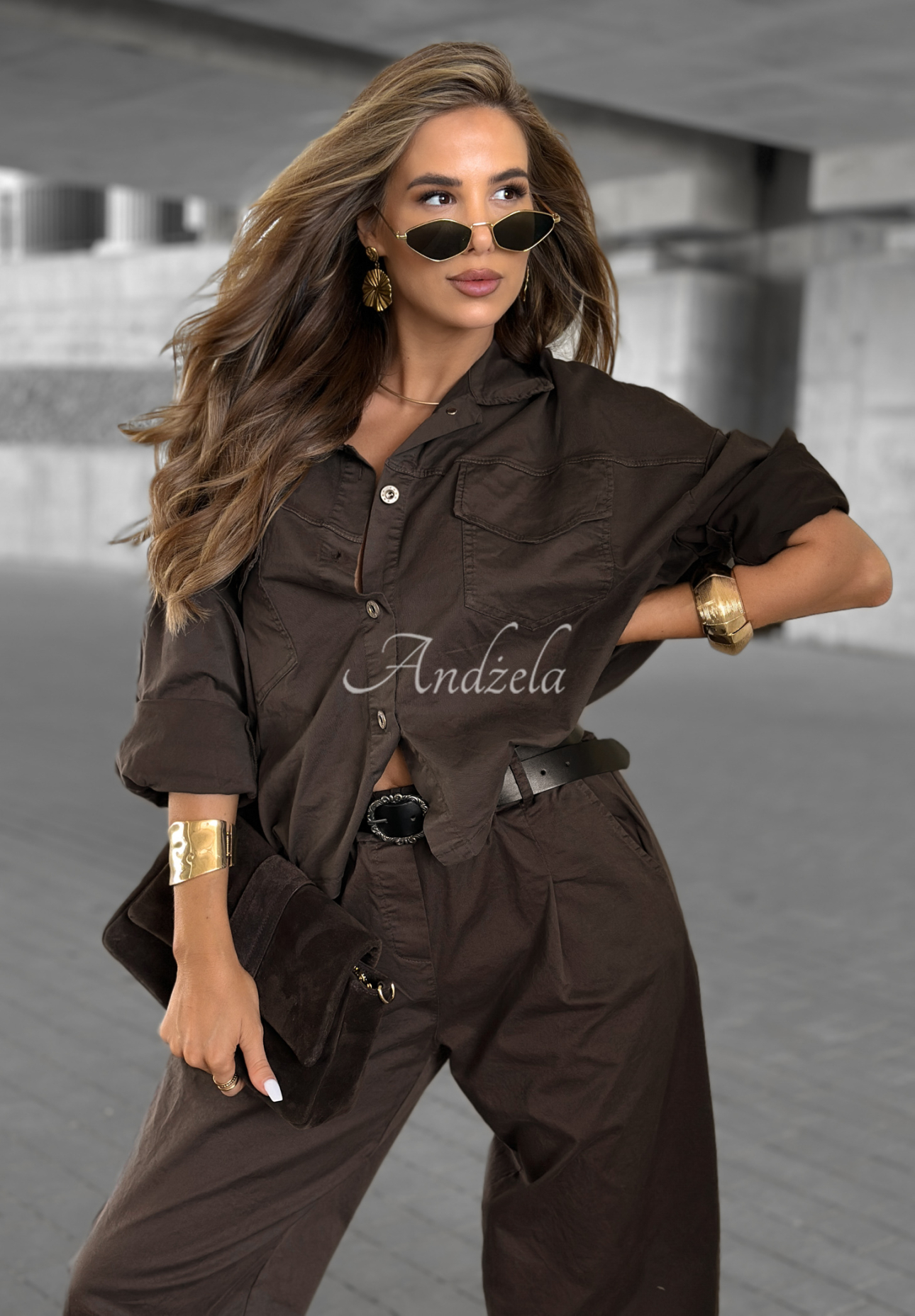 No Sound chocolate denim shirt