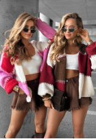 Krótki kardigan Cold Coffee różowo-czerwony