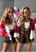 Krótki kardigan Cold Coffee różowo-czerwony