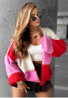 Krótki kardigan Cold Coffee różowo-czerwony