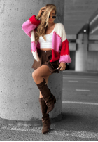 Krótki kardigan Cold Coffee różowo-czerwony