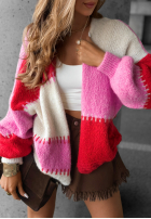 Krótki kardigan Cold Coffee różowo-czerwony