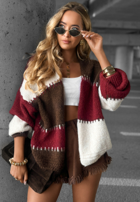 Cold Coffee burgundy-chocolate short cardigan