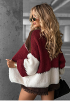 Krótki kardigan Cold Coffee burgundowo-czekoladowy