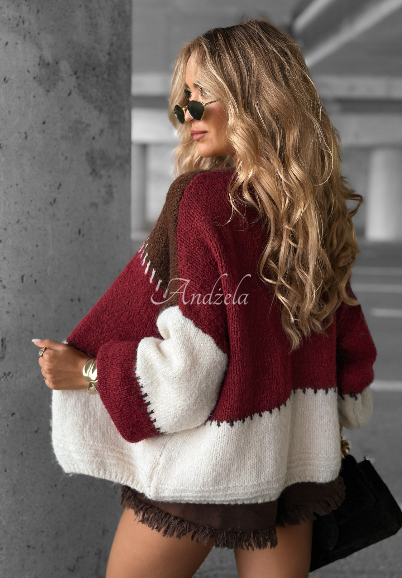 Cold Coffee burgundy-chocolate short cardigan