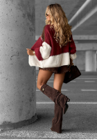 Krótki kardigan Cold Coffee burgundowo-czekoladowy