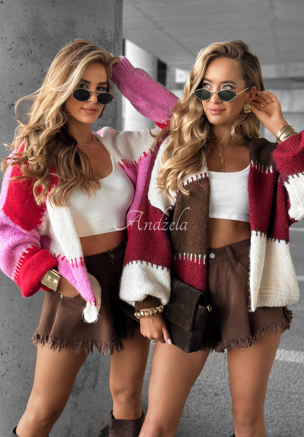 Cold Coffee burgundy-chocolate short cardigan