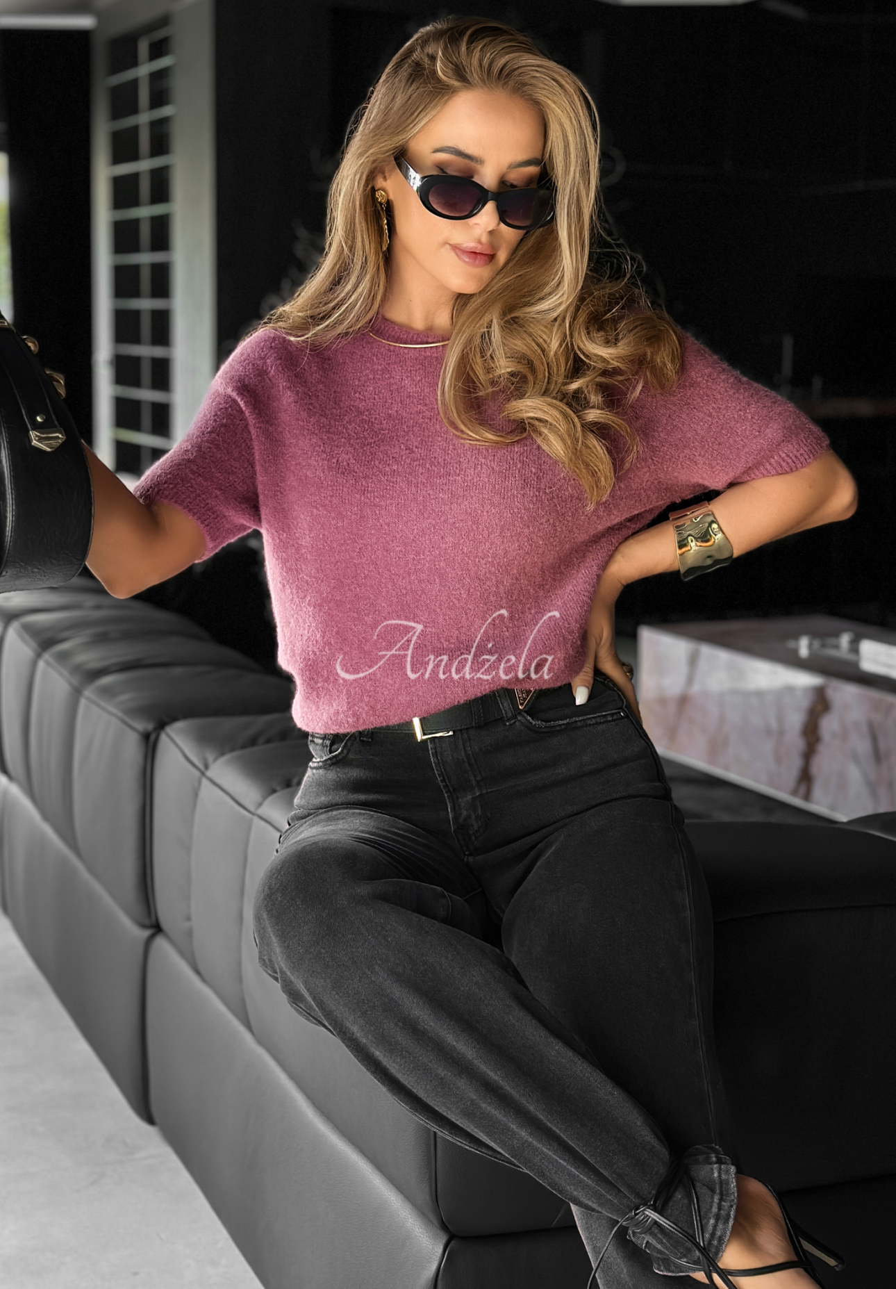 Miękki sweter z alpaką i wełną Cuddle Clouds malinowy