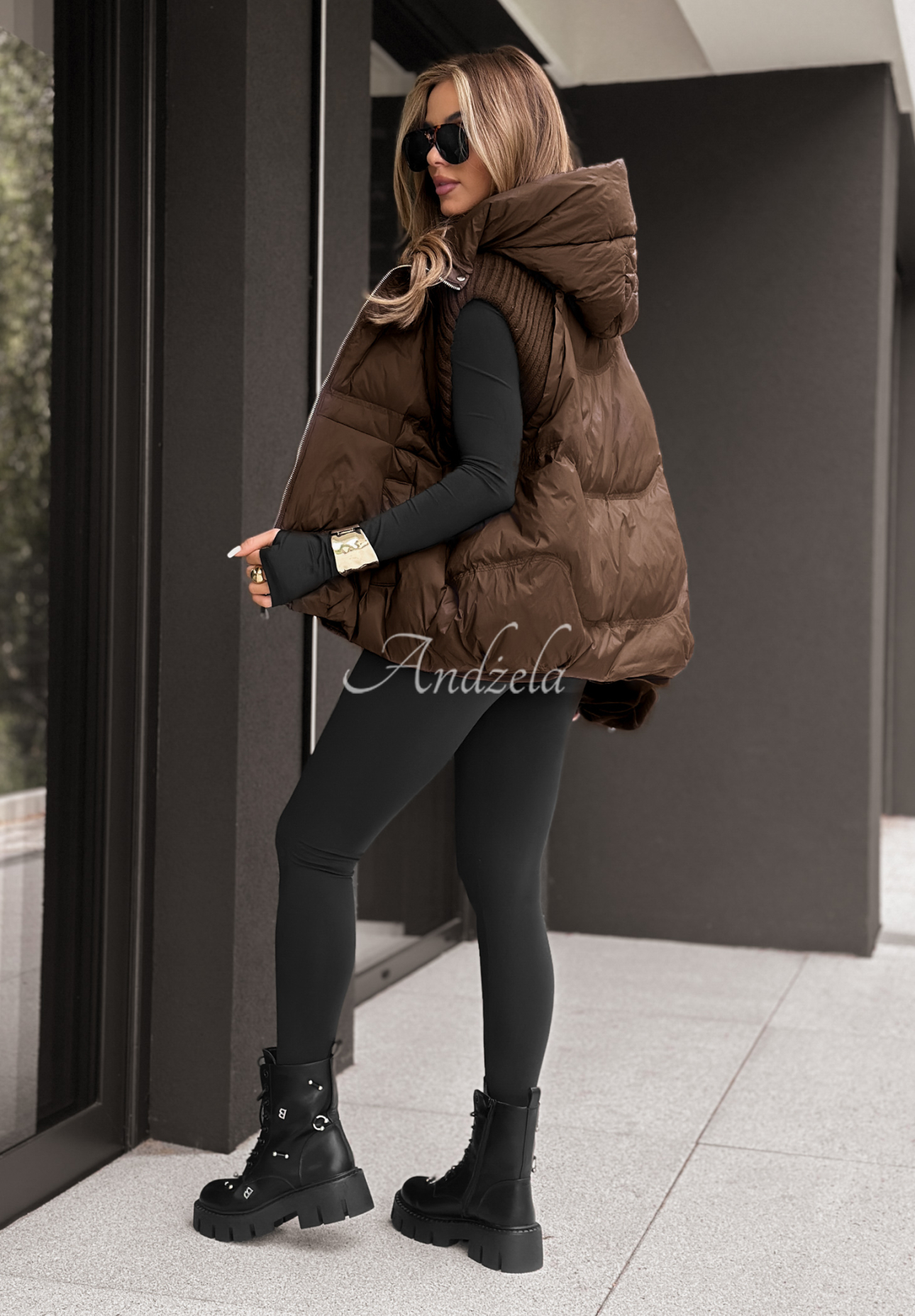 Just Pretending chocolate quilted vest