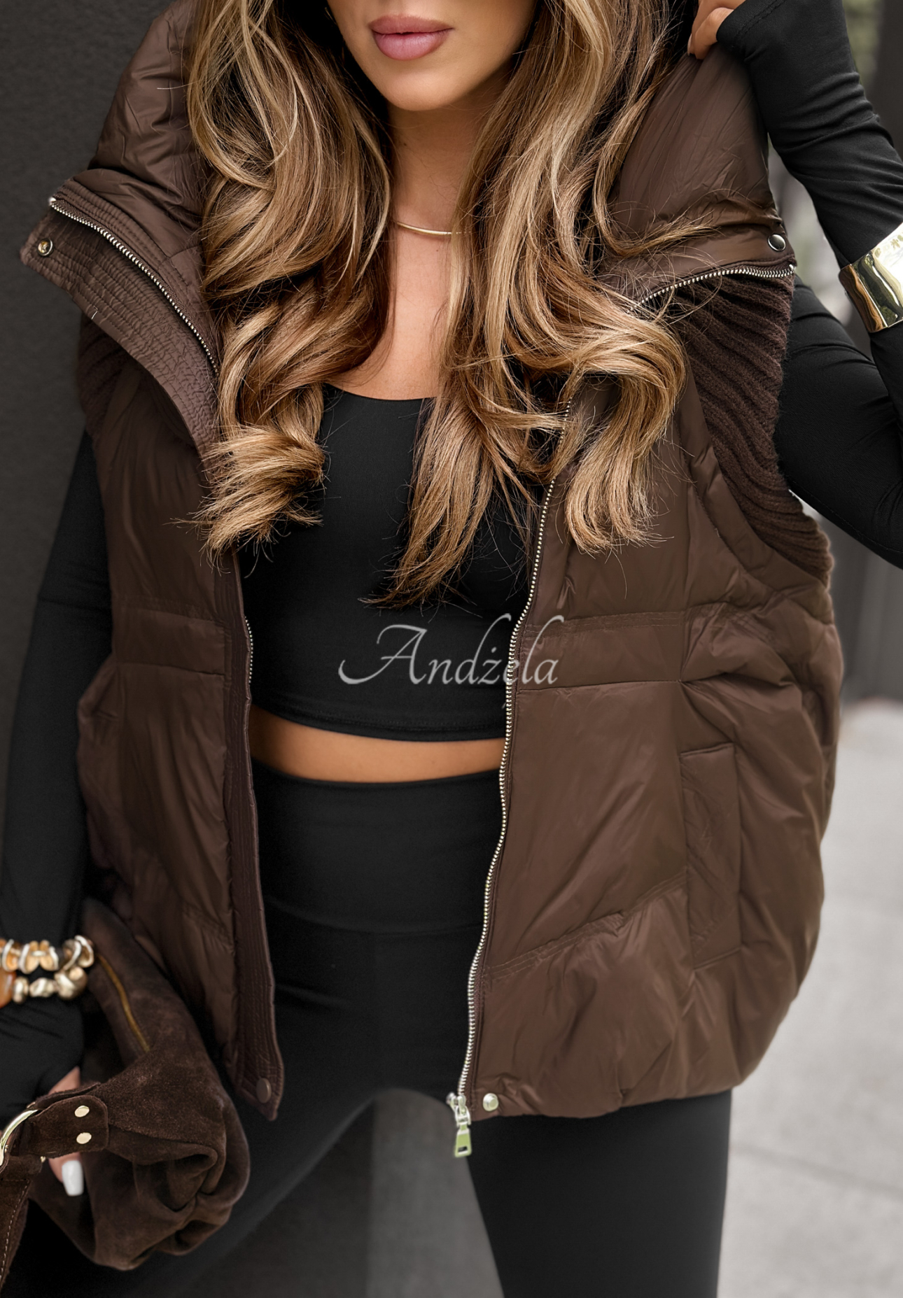 Just Pretending chocolate quilted vest