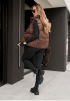 Krótka puchowa kamizelka Just Like That czekoladowa