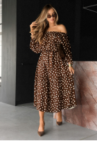 Sukienka w groszki Dream About It czekoladowa