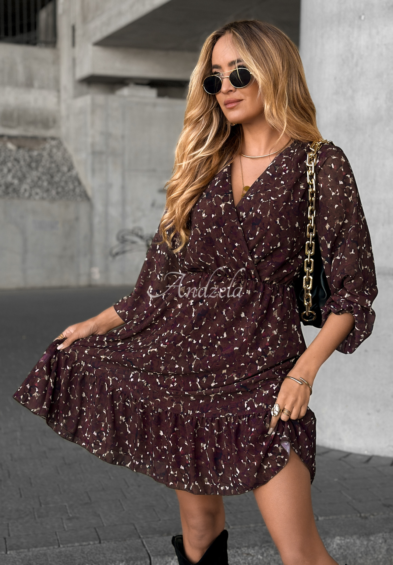 Not Today burgundy patterned dress