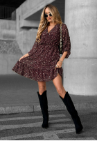 Sukienka we wzory Not Today burgundowa