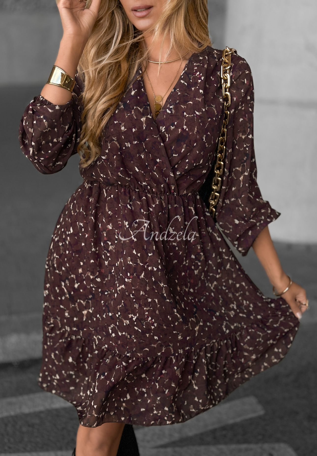Not Today burgundy patterned dress