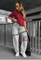 T-shirt z napisem Minimal burgundowy