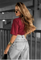 T-shirt z napisem Minimal burgundowy