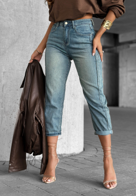 Spodnie jeansowe mom fit You Never Asked niebieskie