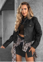 Krótka zamszowa kurtka Autumn Whisper czarna