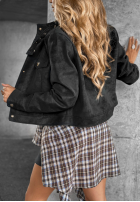 Krótka zamszowa kurtka Autumn Whisper czarna