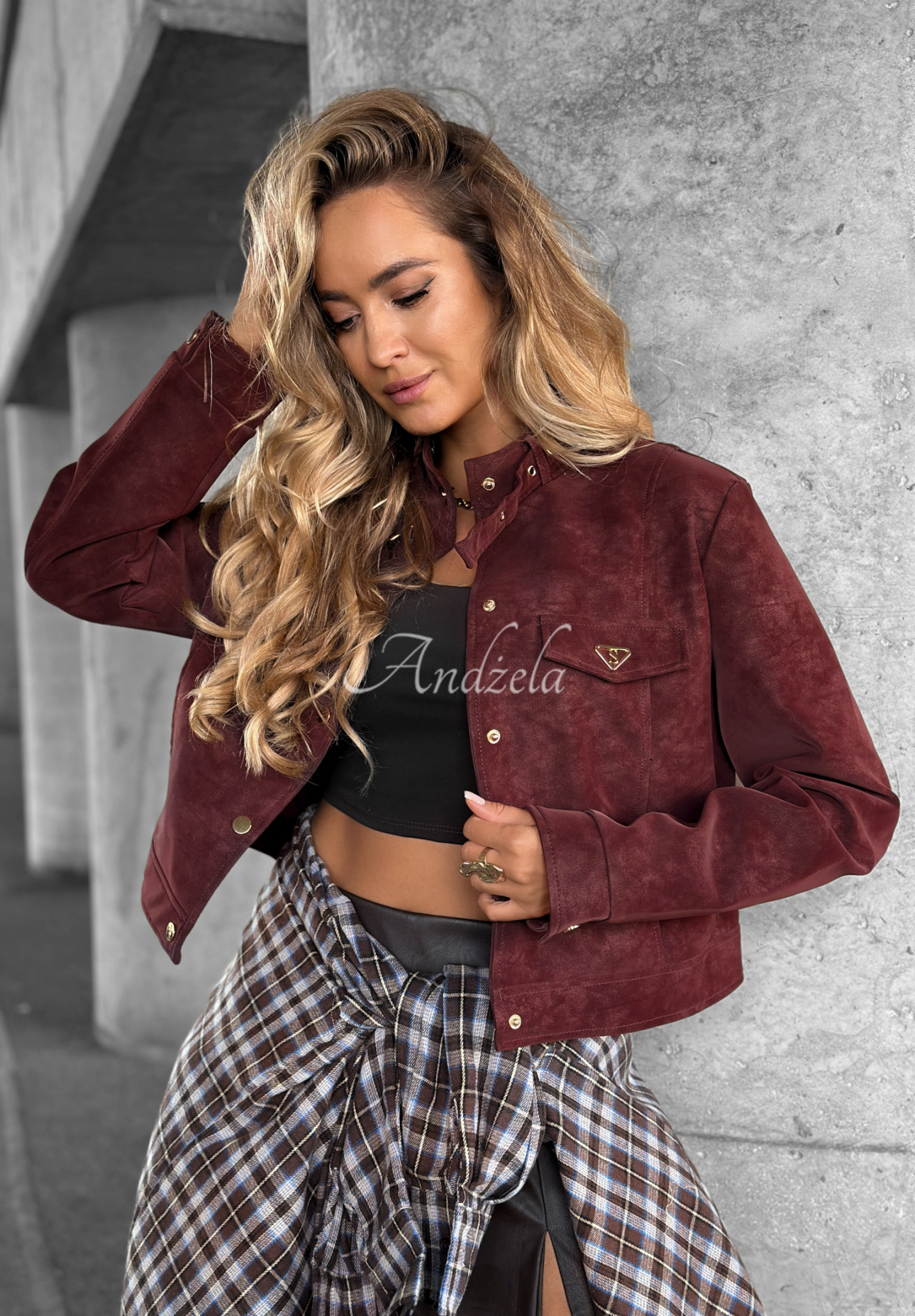 Autumn Whisper burgundy suede short jacket