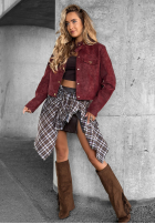 Krótka zamszowa kurtka Autumn Whisper burgundowa