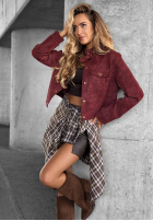 Krótka zamszowa kurtka Autumn Whisper burgundowa